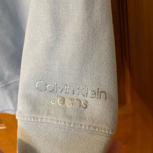 Calvin Klein Jeans Sky Blue Sweatshirt with Metallic Logo - Picture 5 of 6